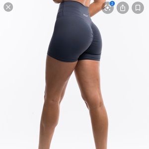 Large scrunched butt black shorts